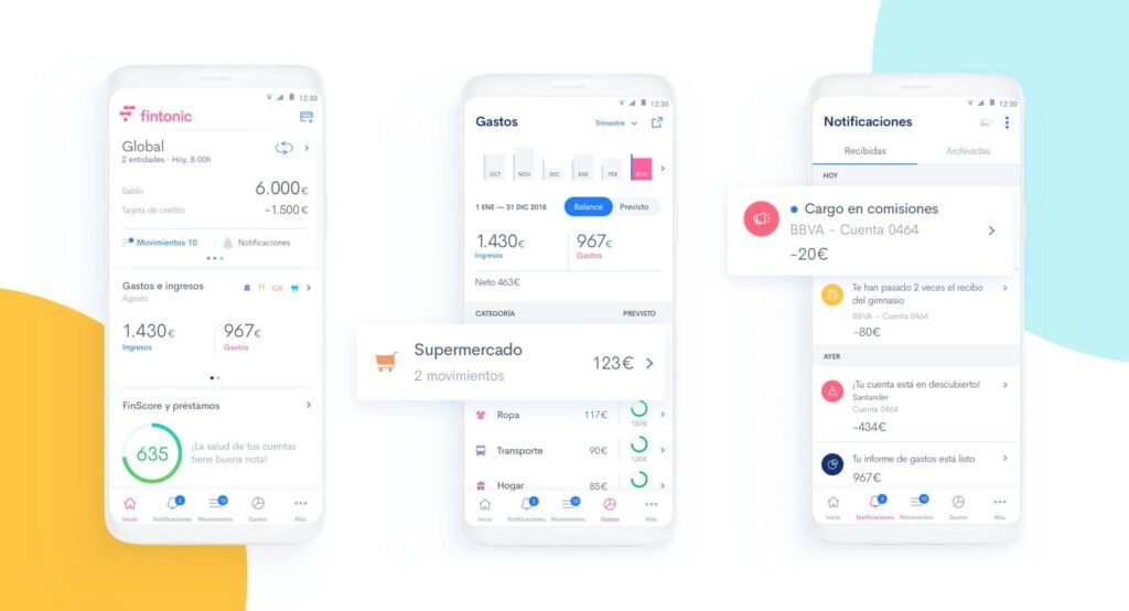 Interfaz de la app Fintonic mostrando estadísticas de gastos